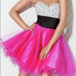 Jovani Short Pink/White Sequin Prom Dress